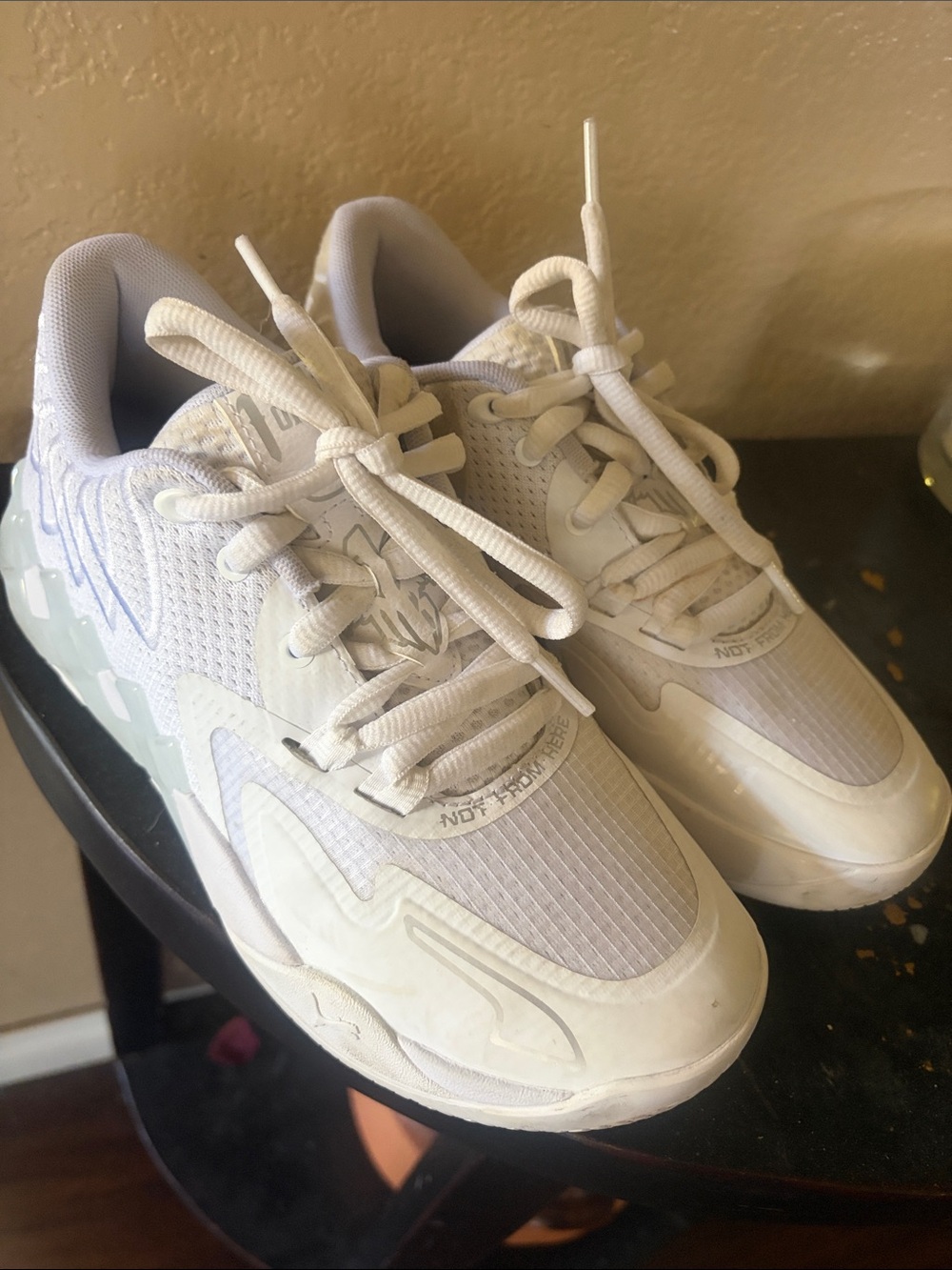Puma Melo Kids White Lace-Up Basketball Shoes